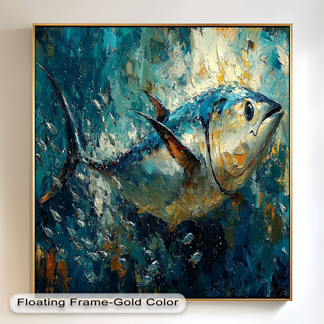 Bluefin Tuna in Ocean Current – Animal Oil Painting