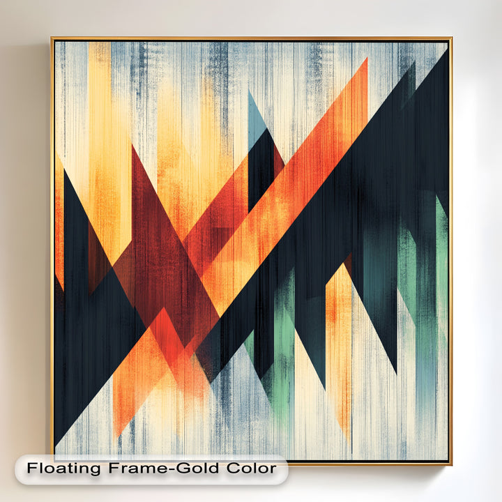 Modern Angular Lines – Bold Geometric Oil Painting