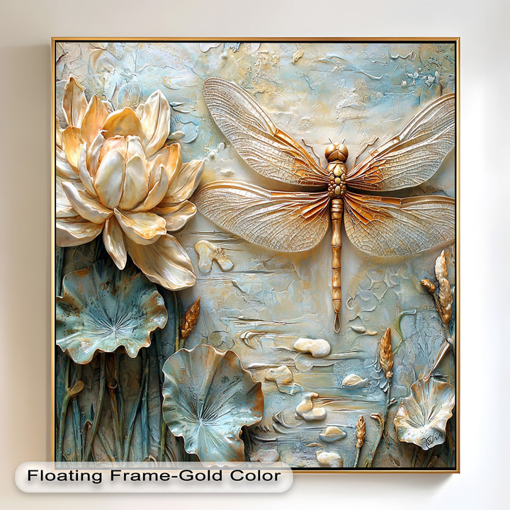 Retro Dragonflies and Flowers – Elegant Nature-Inspired Oil Painting