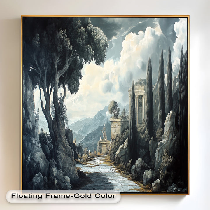 Ancient Pathway to the Temple – Dramatic Classical Landscape Oil Painting