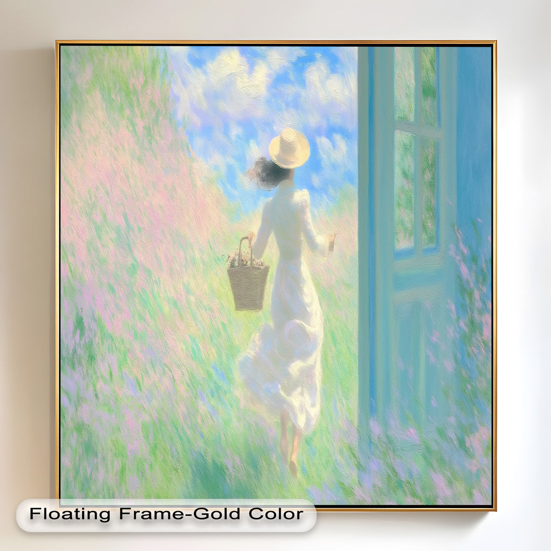 Into the Bloom – Dreamy Woman in Wildflower Field Oil Painting