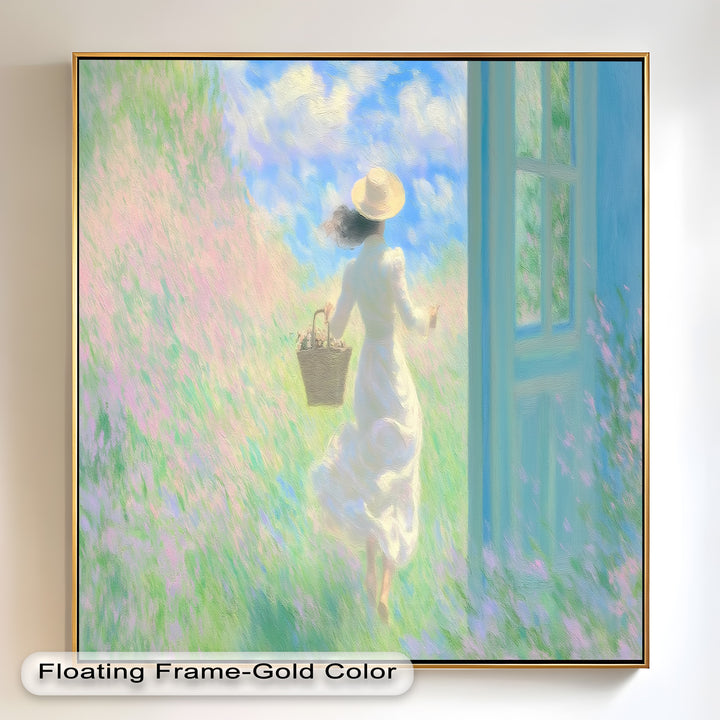 Into the Bloom – Dreamy Woman in Wildflower Field Oil Painting