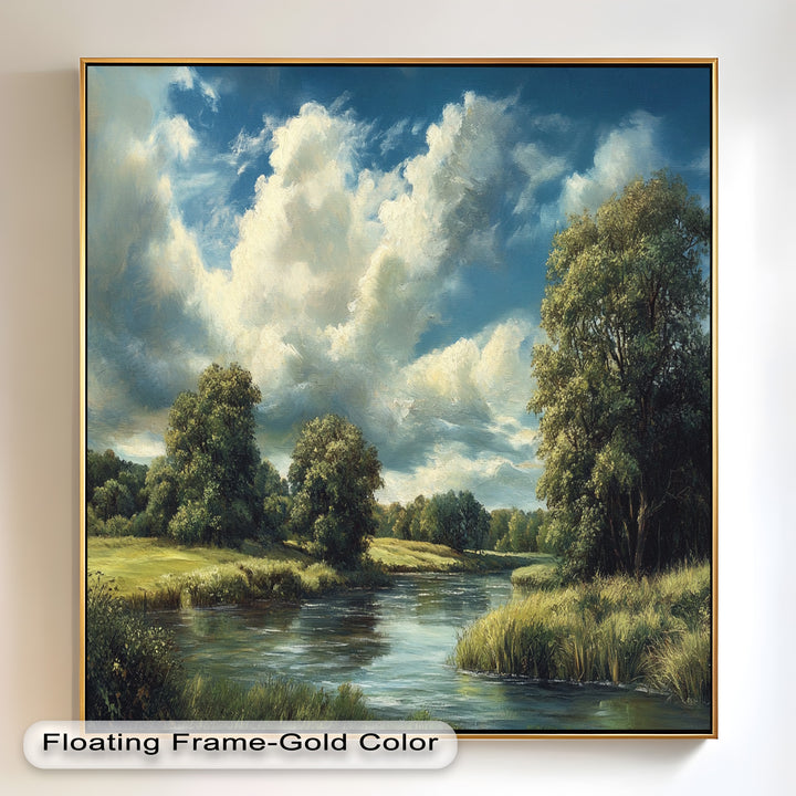 River Landscape Painting – Framed Oil Painting