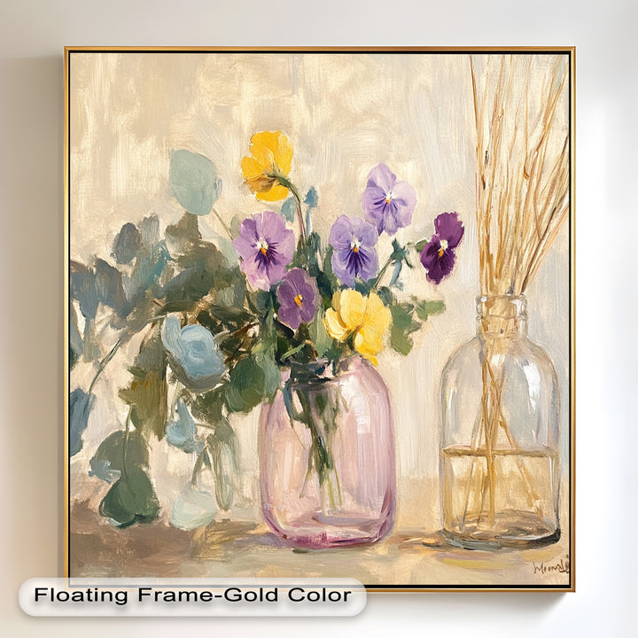 Purple & Yellow Flowers – Botanical Oil Painting