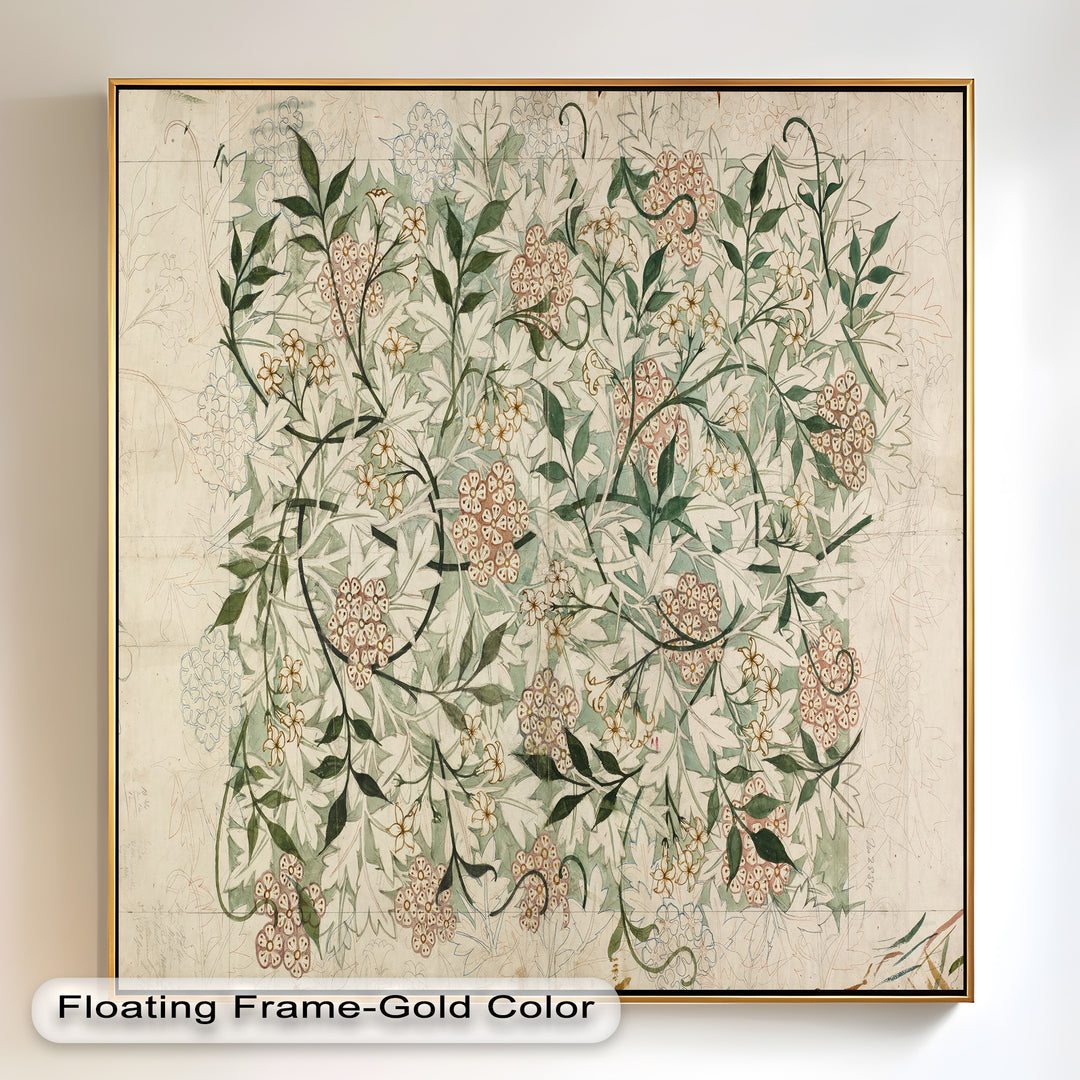 Jasmine Pattern by William Morris – Framed Botanical Oil Painting