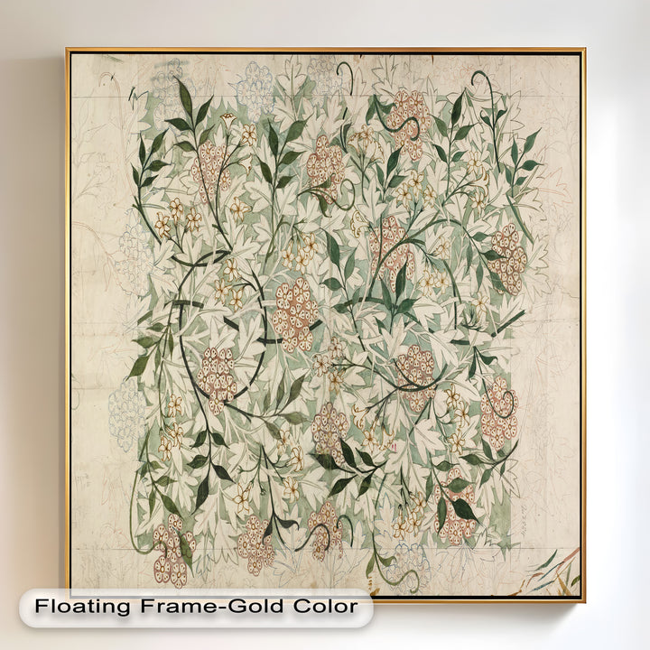 Jasmine Pattern by William Morris – Framed Botanical Oil Painting