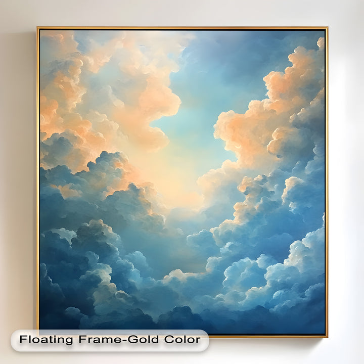 Majestätische Wolkenlandschaft mit ätherischem Glanz – Ölgemälde „Ruhiger Himmel“