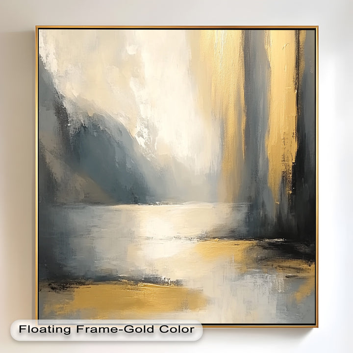 Serene Waterfall Abstract – Neutral Modern Oil Painting