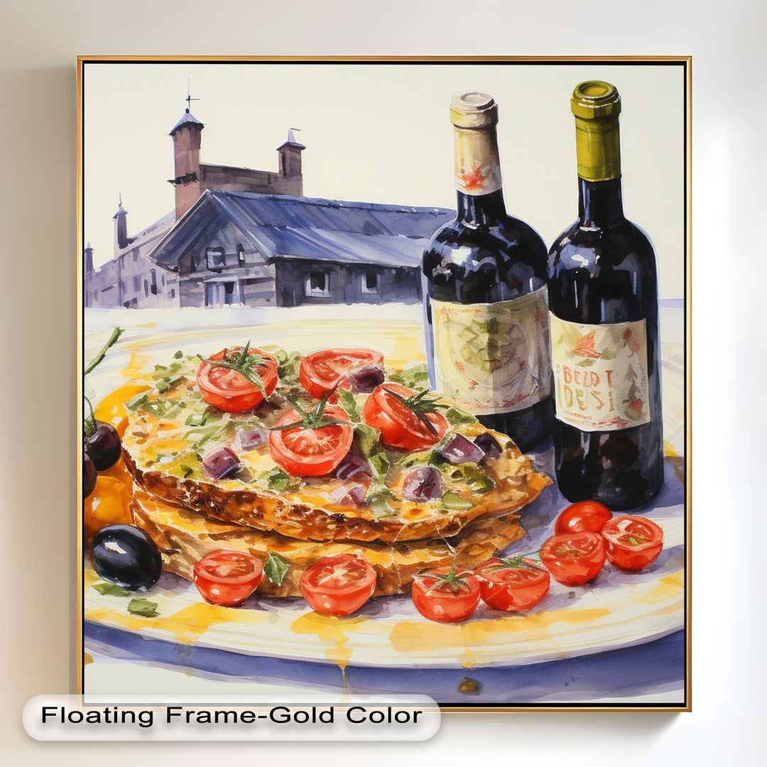 Tuscan Table – Rustic Lasagna and Wine Still Life Food Painting