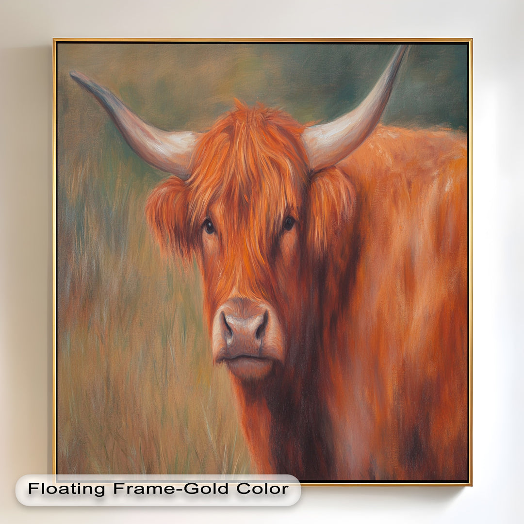 Highland Cow Oil Painting – Warm Animal Wall Art