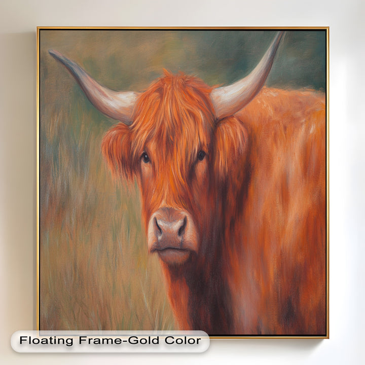 Highland Cow Oil Painting – Warm Animal Wall Art