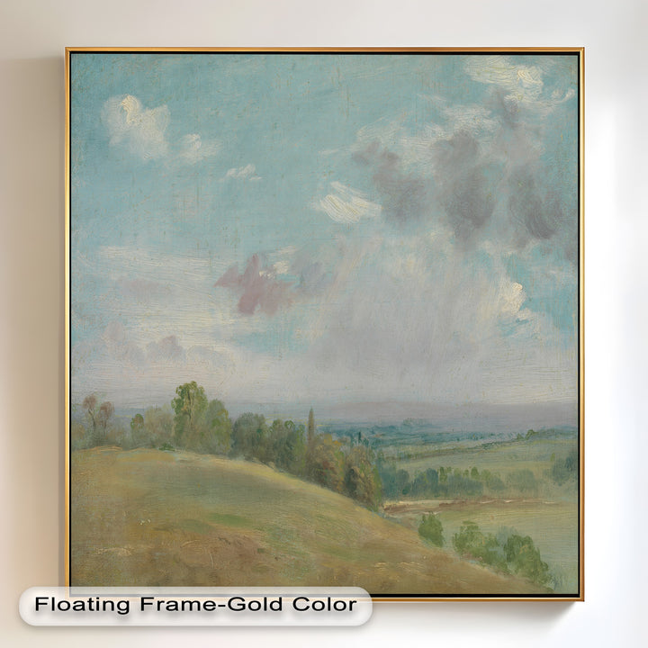 Vintage Landscape Framed Art – Rolling Hills Oil Painting