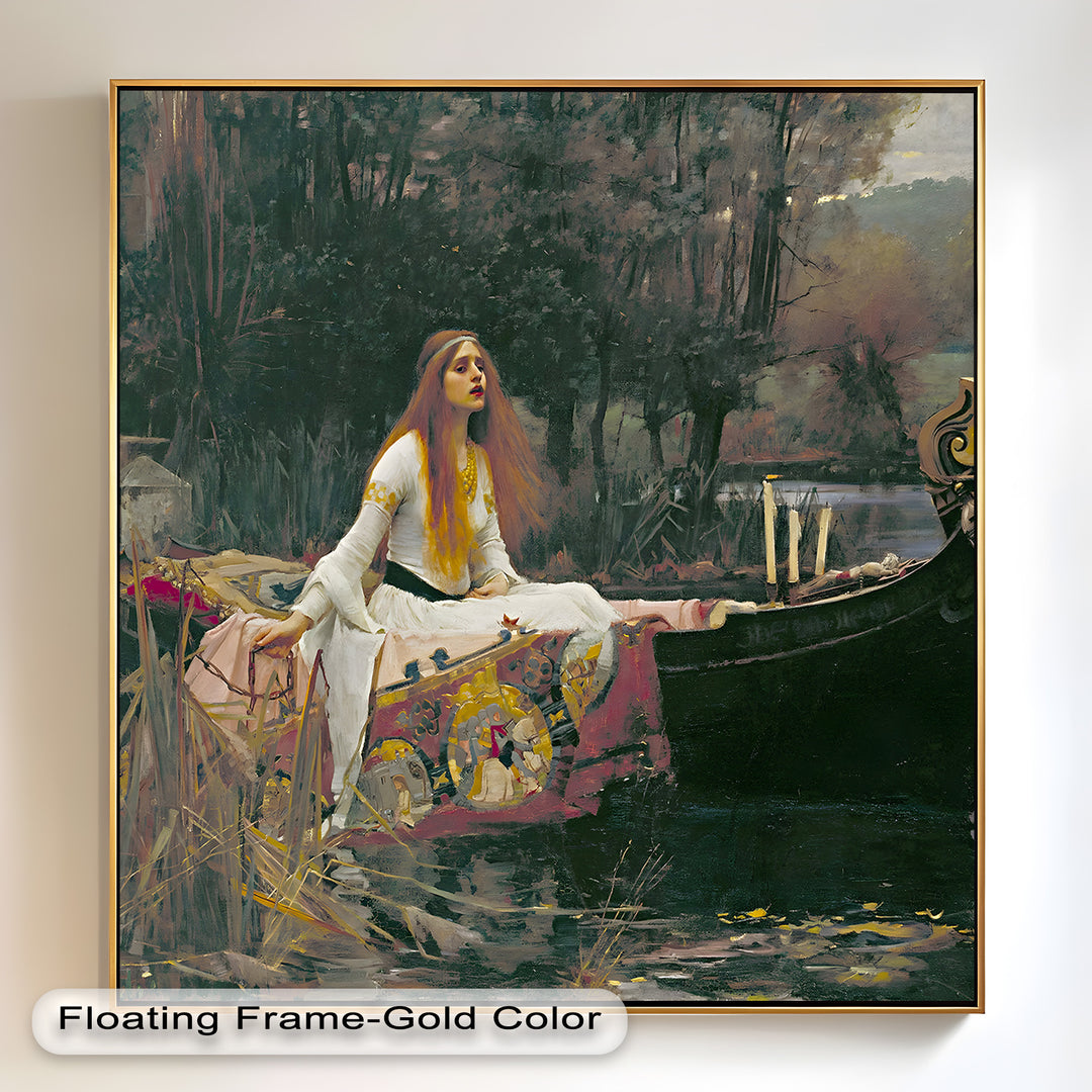 The Lady of Shalott – Romantic River Journey Historic Oil Painting
