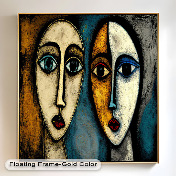 Duality of Gaze – Abstract Expressionist Portrait Picasso Oil Painting