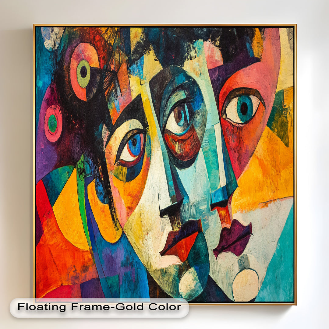 Entwined Visions Oil Painting – Fauvist Dual-Face Expressionism