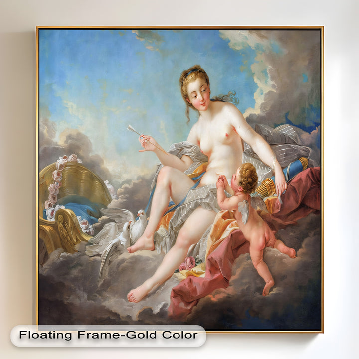 Venus und Amor in den Wolken – Rokoko-Ölgemälde