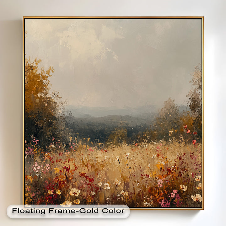 A breathtaking floral panorama unfolds in this nature-inspired painting, where soft brushstrokes bring warmth and movement to a serene landscape bathed in gentle light.