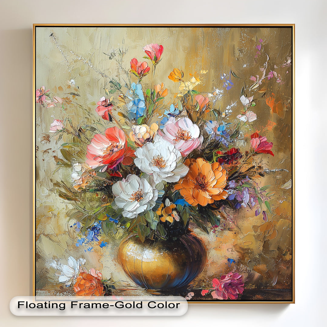 Radiant Bloom – Colorful Floral Oil Painting