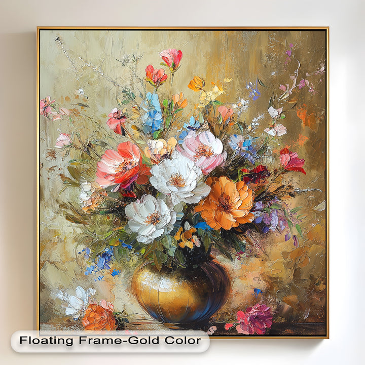 Radiant Bloom – Colorful Floral Oil Painting