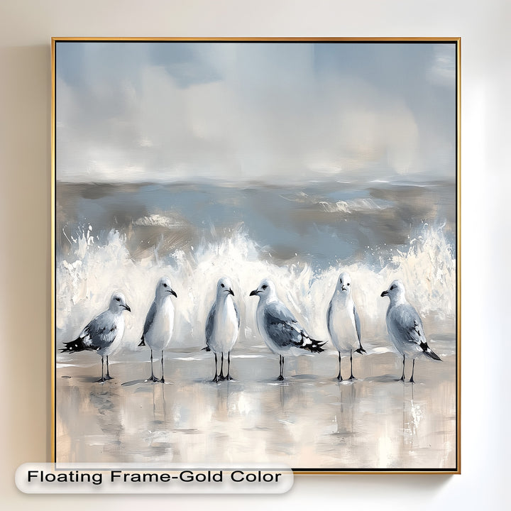 Seagulls and Surf – Bird Oil Painting