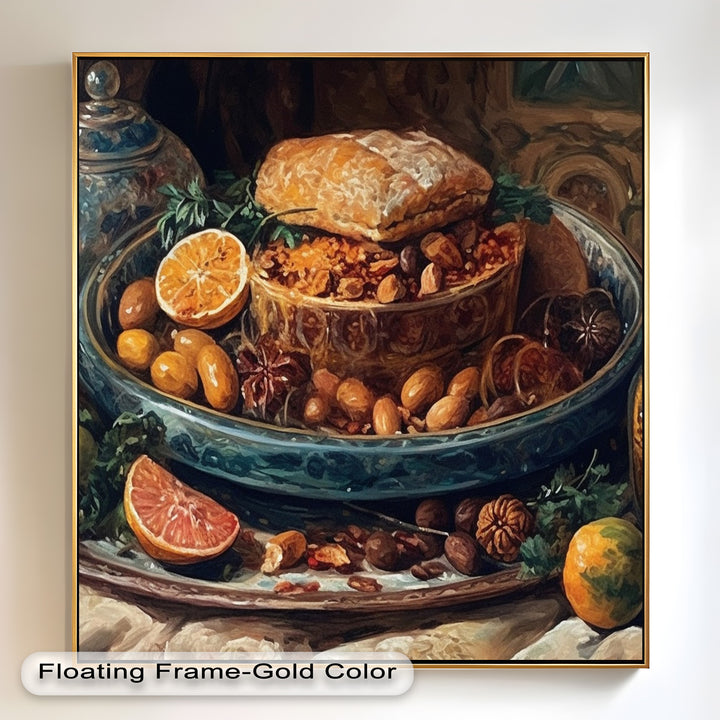 Golden Harvest Table – Ornamentales Festmahl Stillleben Essen Malerei