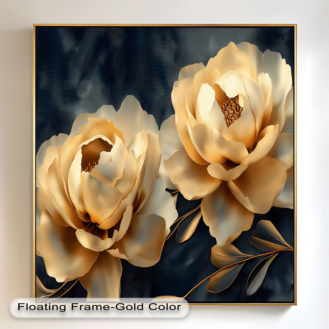 Golden Bloom Elegance – Flower Oil Painting