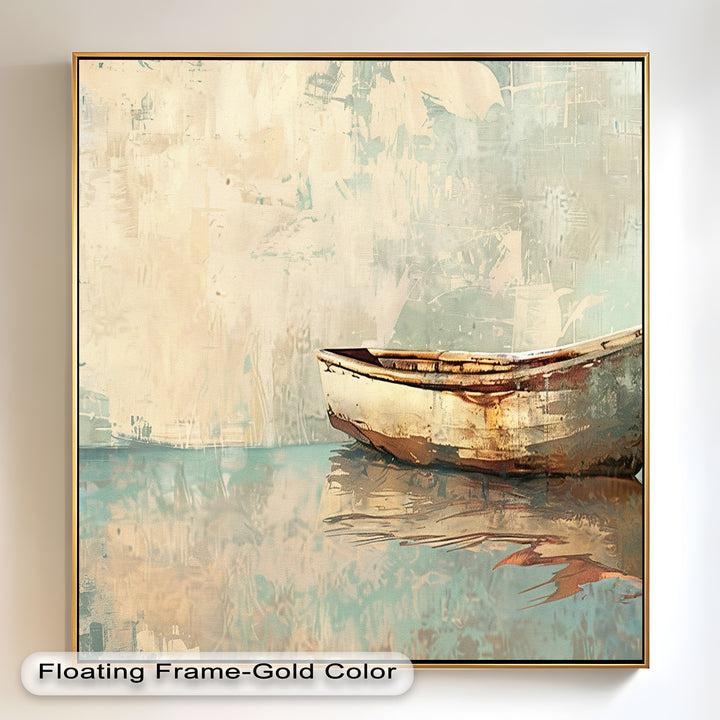 Old Wood Boat – Framed Oil Painting