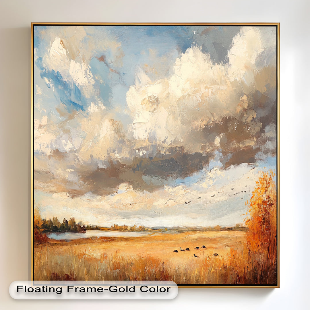Autumn Meadow Wall Art – Impressionist Landscape Oil Painting