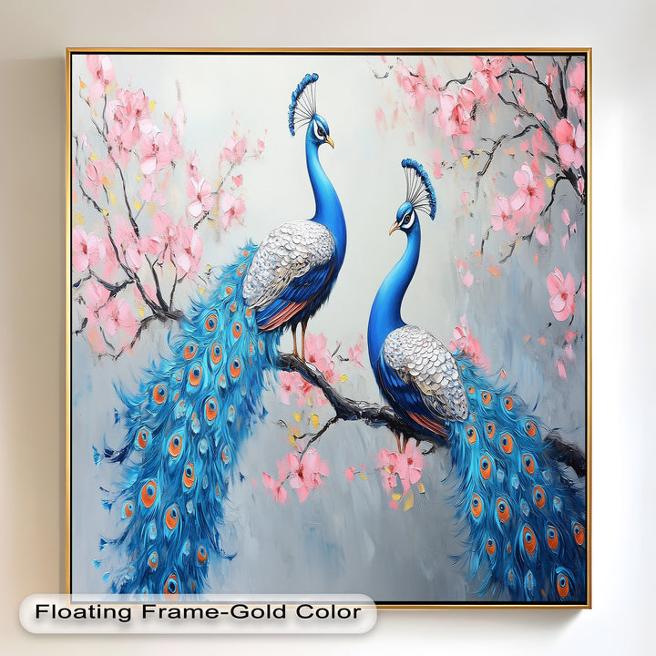 Peacocks Among Cherry Blossoms – Animal Oil Painting