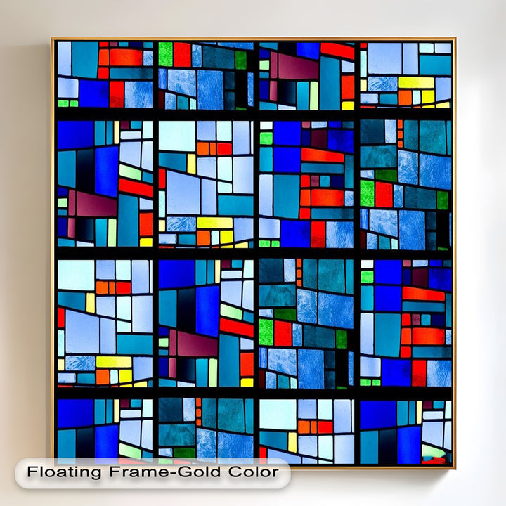 Moderne geometrische Wandkunst – gerahmtes Ölgemälde