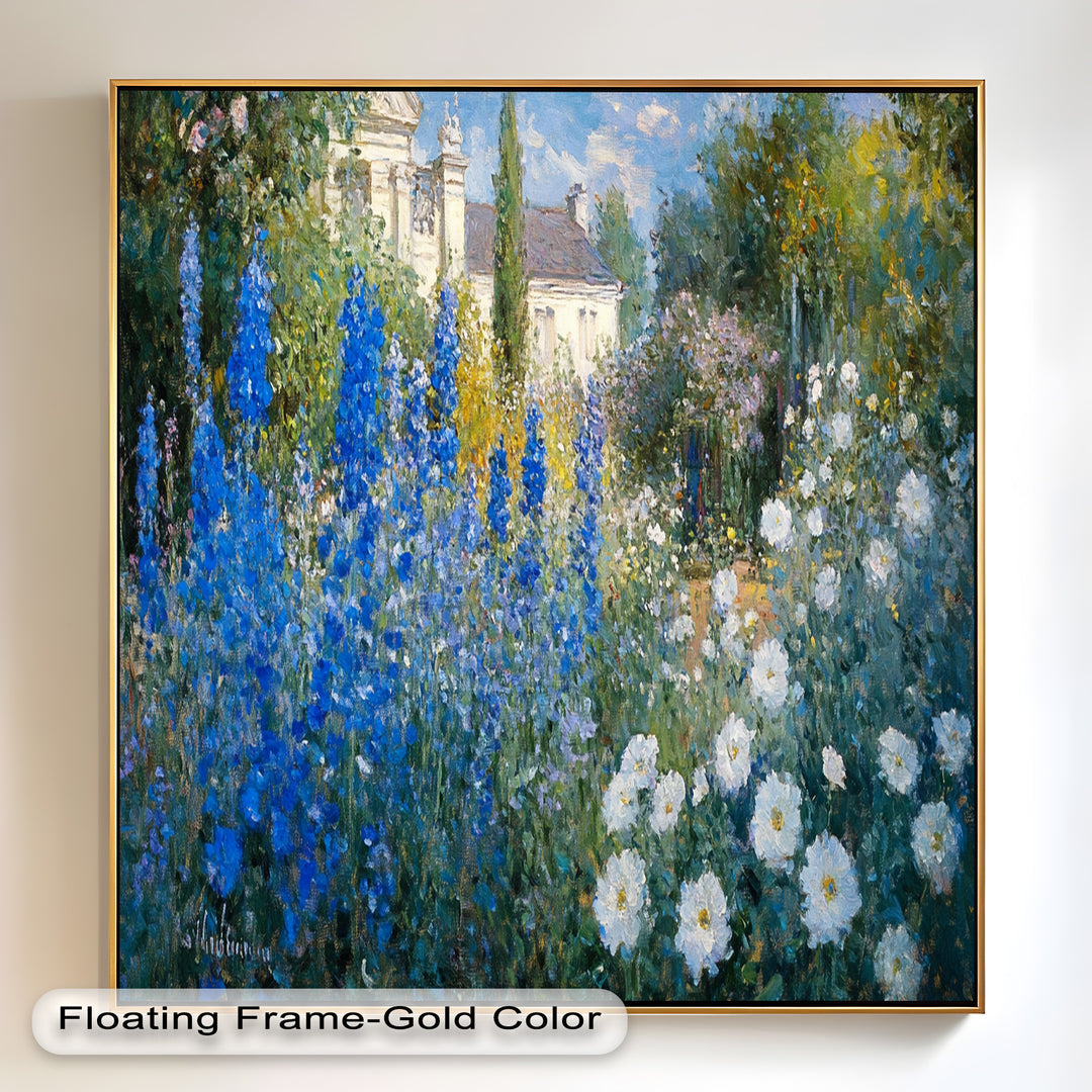 Blue Delphinium - Impressionist Oil Painting