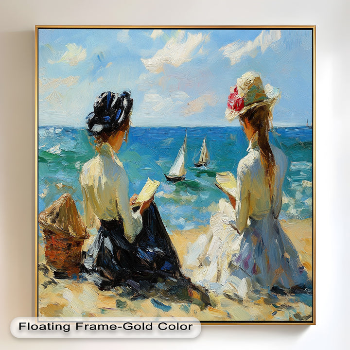 Seaside Serenity with Sailboats – Impressionist Oil Painting
