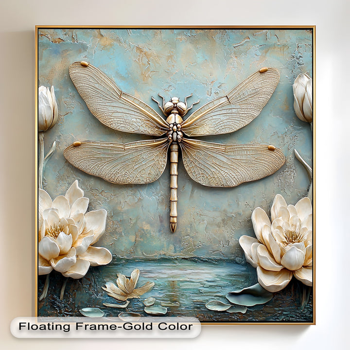 Vintage Dragonfly – Framed Oil Painting