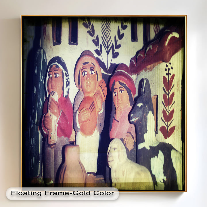 Village Harmony – Folk Clay Figures with Rustic Charm Oil Painting