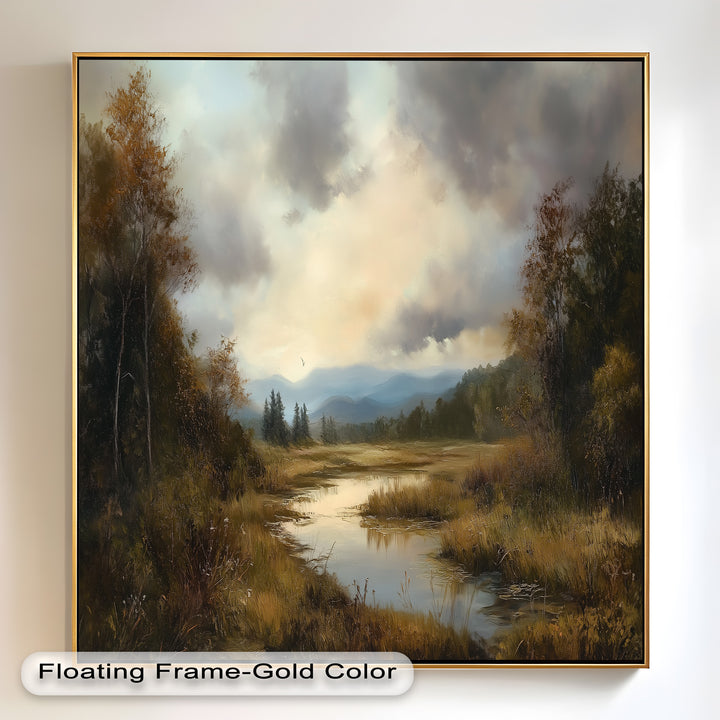 Goldene Ruhe in der Abenddämmerung – Ölgemälde aus dem Hudson River Valley