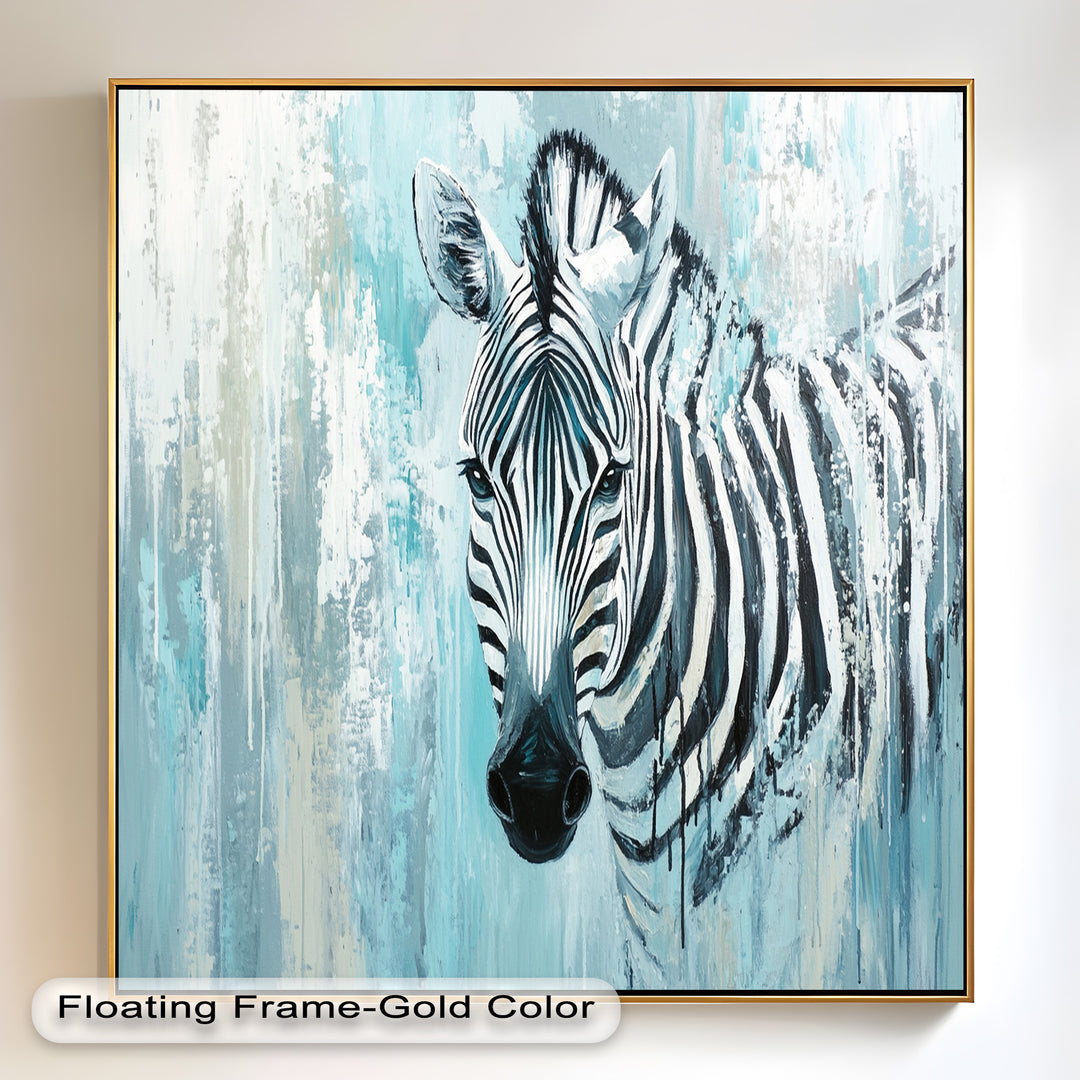 Zebra in Blue Abstract Style - Animal Oil Painting