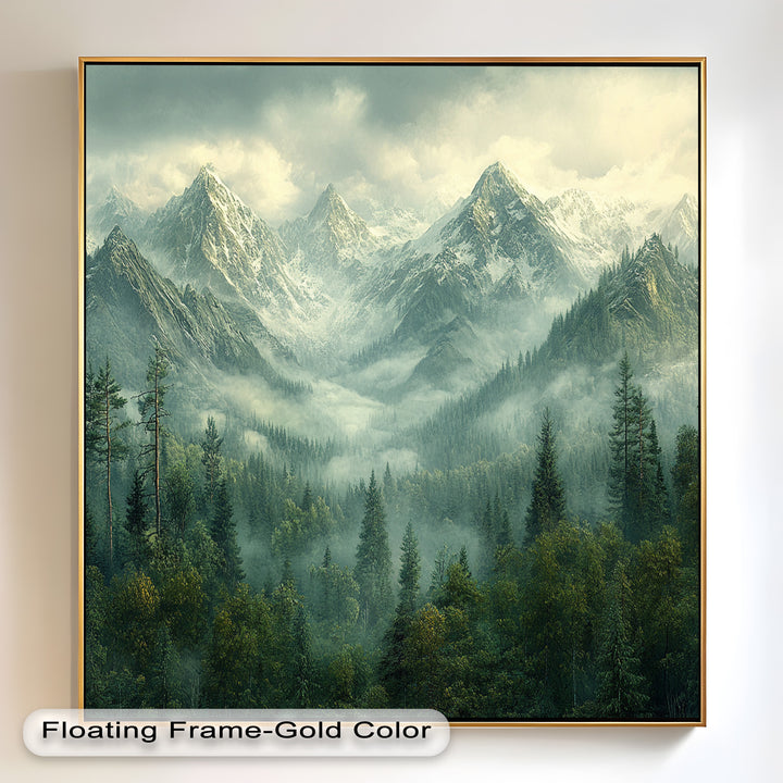 Misty Mountain Forest - Framed Oil Paintings