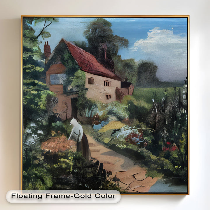 Cottage Gartenweg – Vintage Ölgemälde