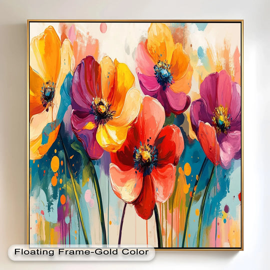 Colored Flowers – Vibrant Floral Oil Painting - MyPhotoStation