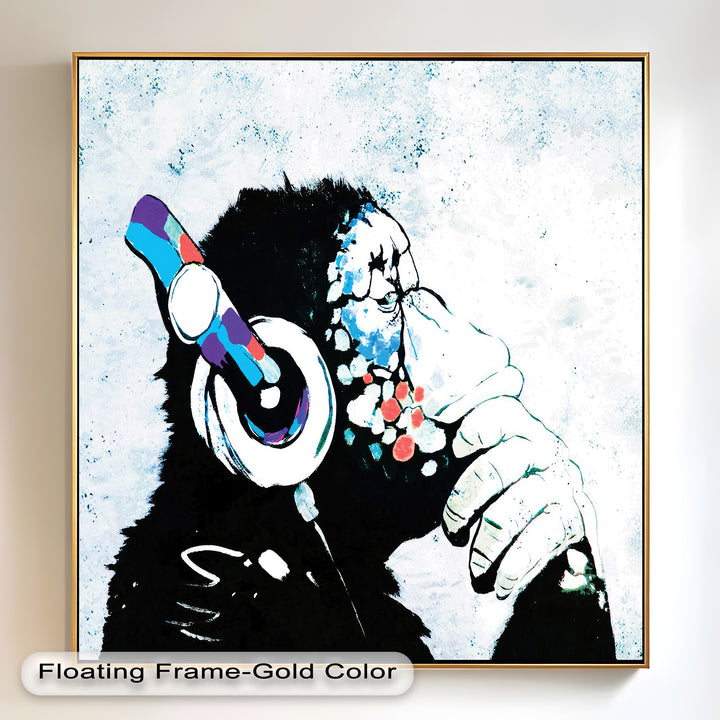 Contemplative Chimp with Headphone – Banksy Oil Painting