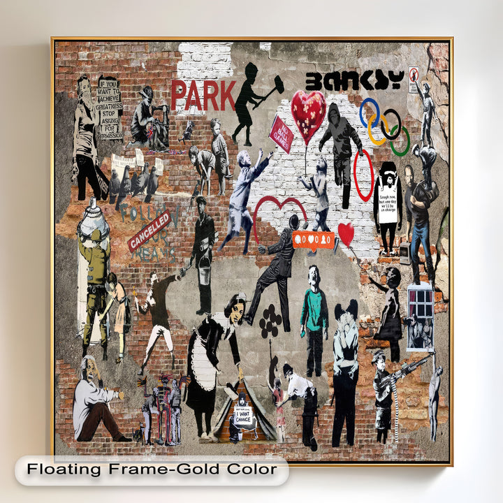 Voices on the Wall – Iconic Banksy Collage Oil Painting