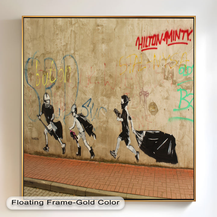 Street Rebellion Run – Urban Youth Banksy Oil Painting