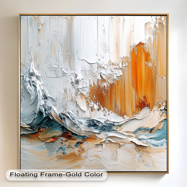 Elemental Surge – Abstract Ocean Cliff Oil Painting