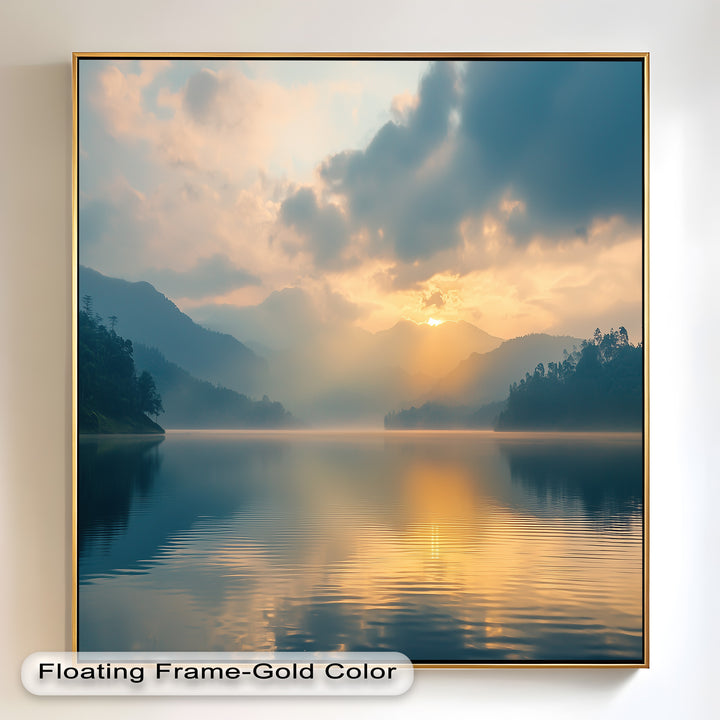 Sonnenaufgang über einem Bergsee – Ruhiges malerisches Ölgemälde