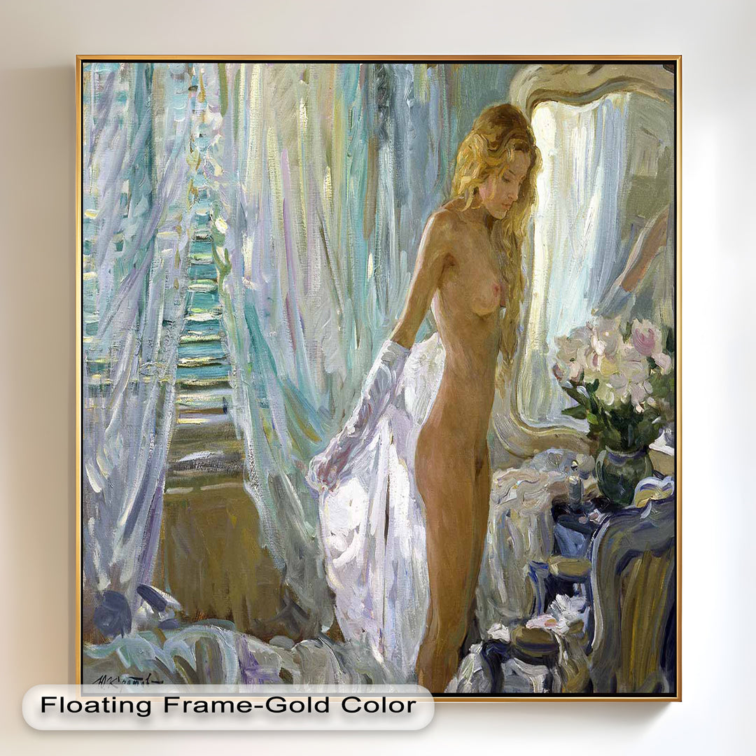 Whispers of Morning Light – Romantic Nude Interior Oil Painting