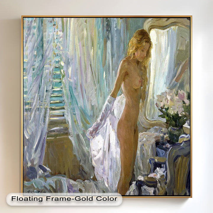 Whispers of Morning Light – Romantic Nude Interior Oil Painting