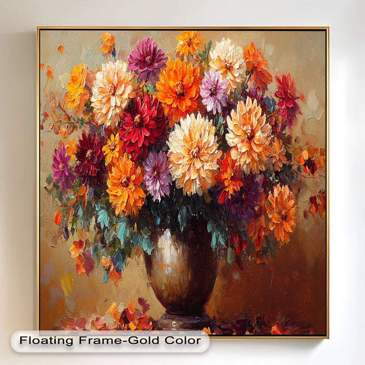 Dahlia Bouquet Wall Art – Still Life Oil Paintings
