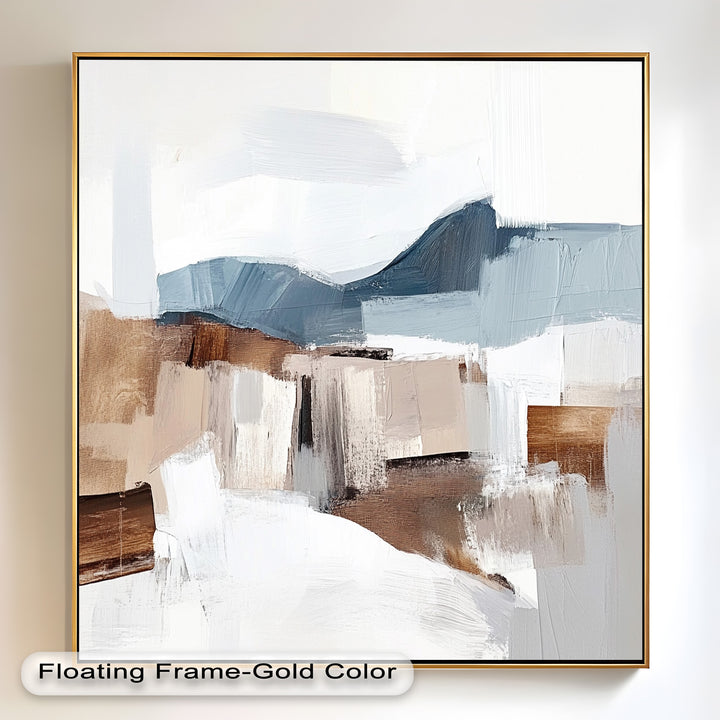 Muted Horizon Layers – Mountain Landscape Abstract Oil Painting