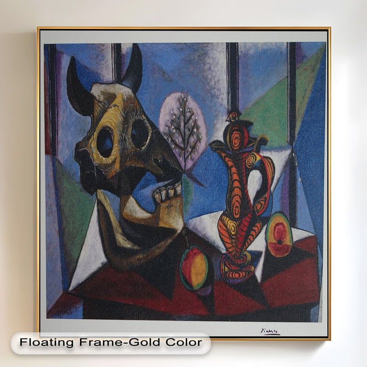 Still Life with Bull Skull – Symbolist Cubist Picasso Oil Painting