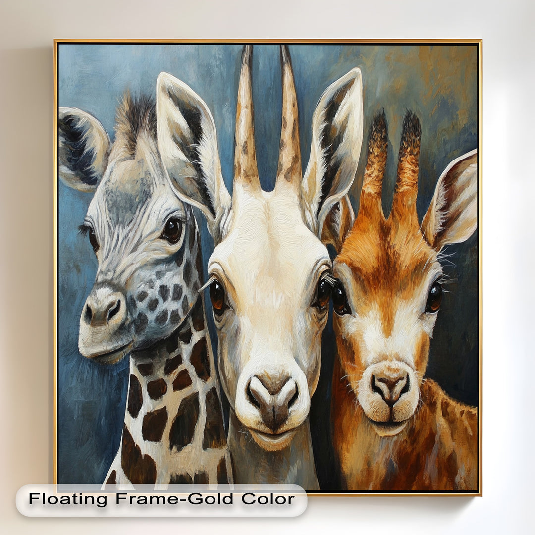 Trio of Giraffes – Animal Oil Painting